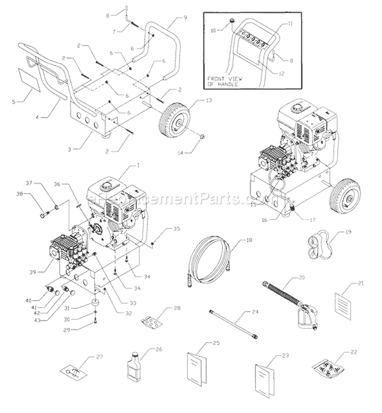 Page A Diagram and Parts List for 1295-0  Briggs and Stratton Pressure Washer